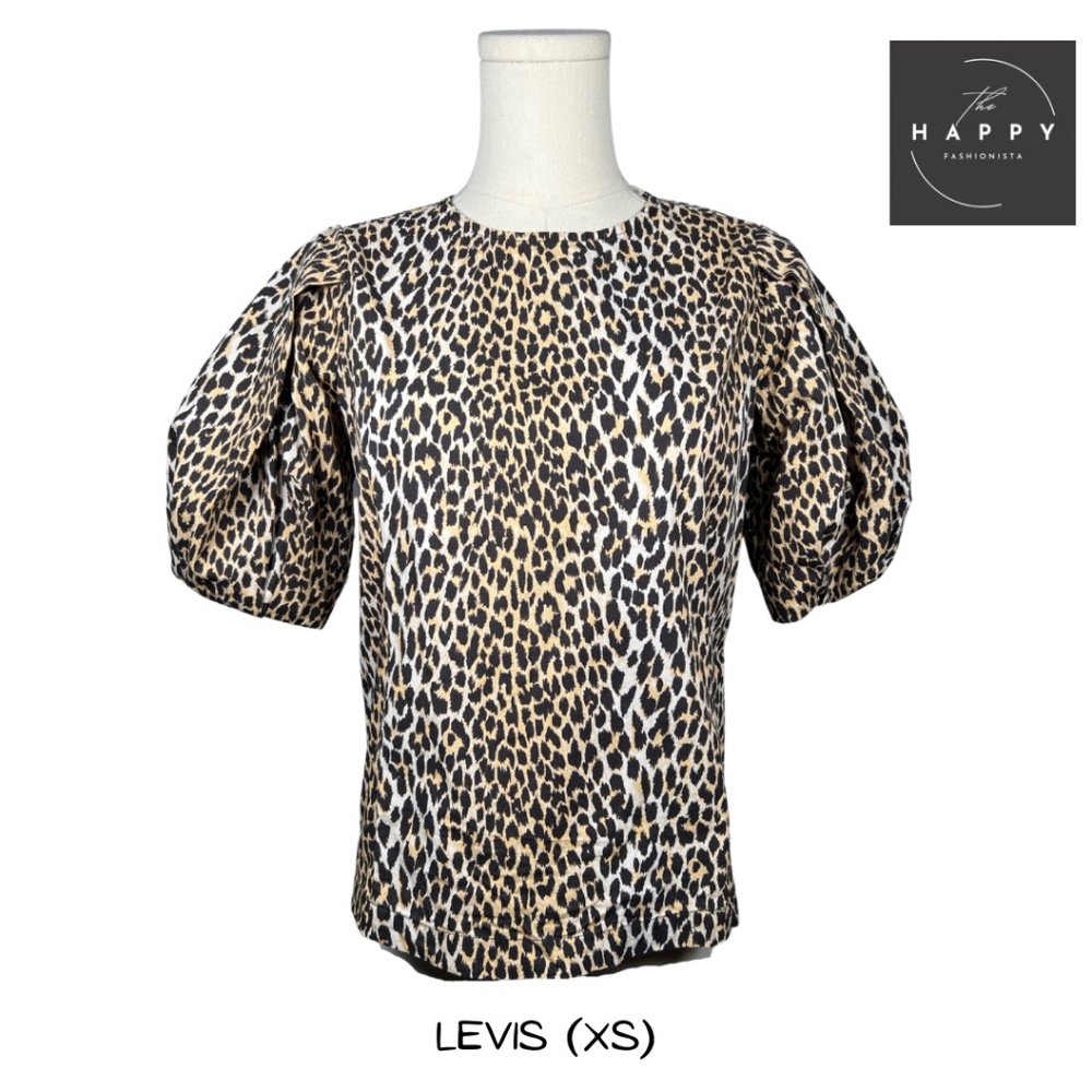 NWOT Levi's Animal Print Blouse with Balloon Sleeves (XS)